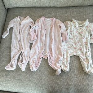 0-3M Baby Girls Footies/Pajamas in pink from Baby Gap and Little Me